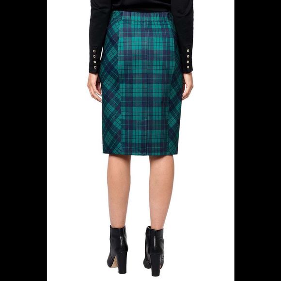 Susan Graver Reg Printed Ponte Knit Pull-On Pencil Skirt Emerald/Navy - Regular - Picture 2 of 2